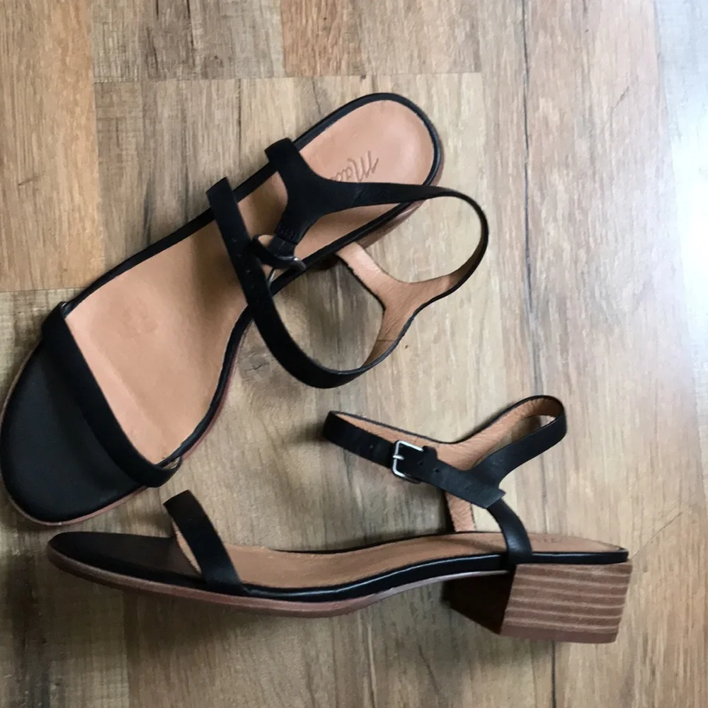 Madewell black leather Louise sandals with ankle strap 8.5 - Picture 5 of 13